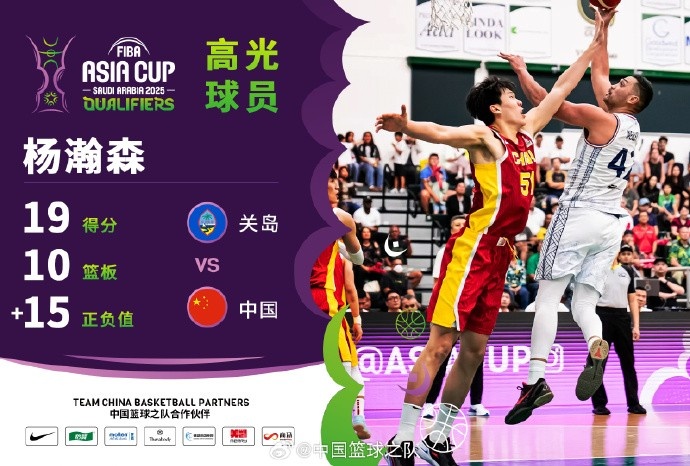 8中7拿到19分9籃板！楊瀚森當(dāng)選中國男籃VS關(guān)島高光球員